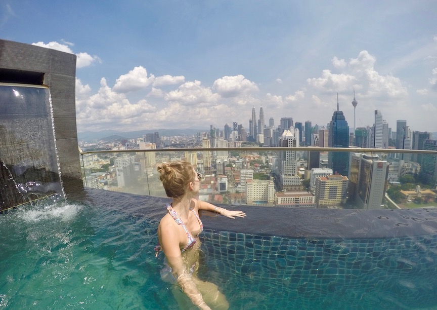 Regalia Residence roof top infinity pool with hot lady