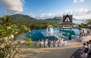 hotel intercon ko samu wedding venu at the infinity pool with ocean view