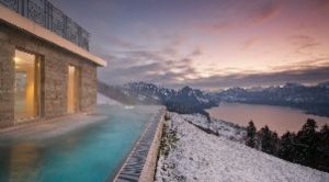 hotel villa honegg infinity pool during winter