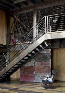 canyon barn staircase with understair storage box