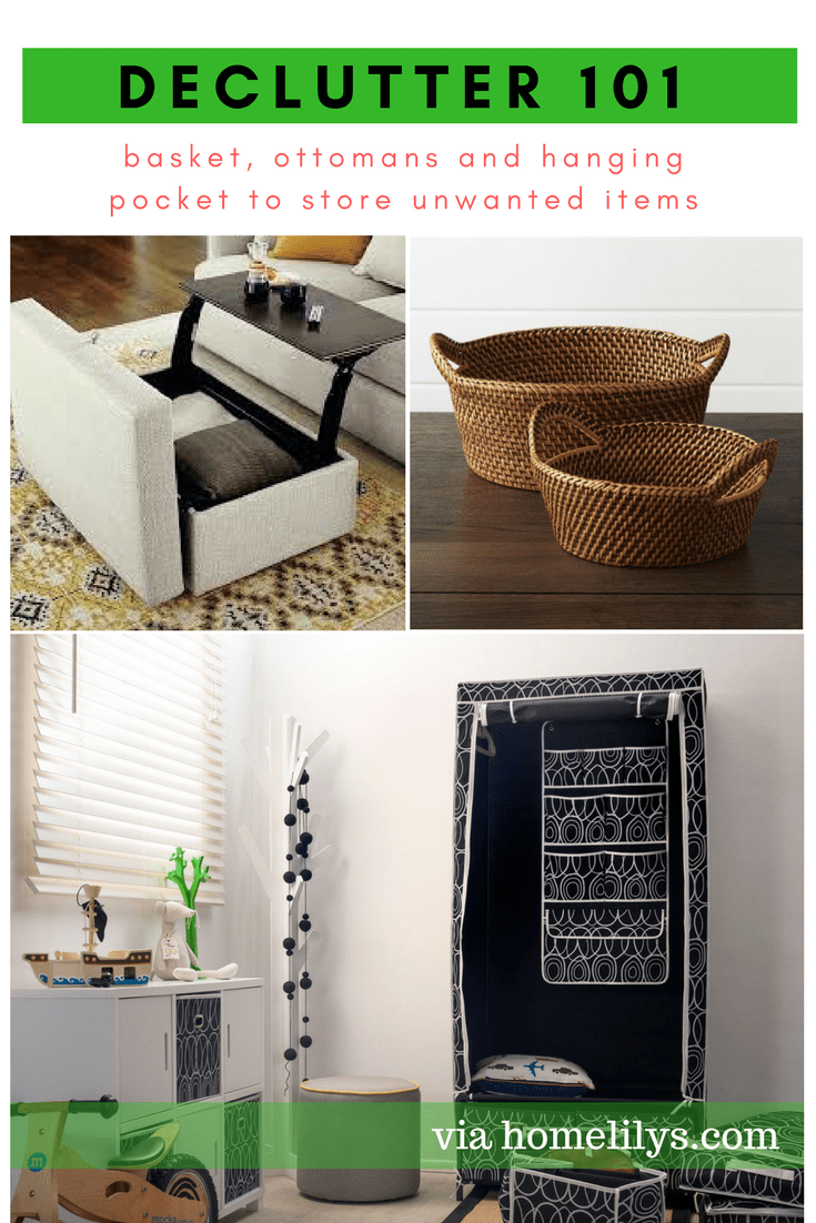declutter 101 how to use basket ottoman to store unwanted items
