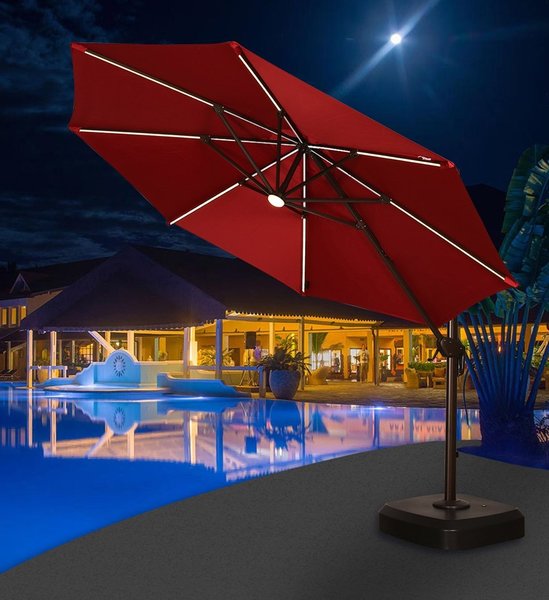 cantilever umbrella with lights