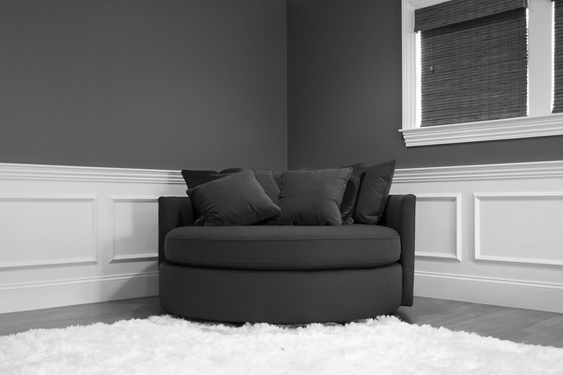 Black Large corner round couch