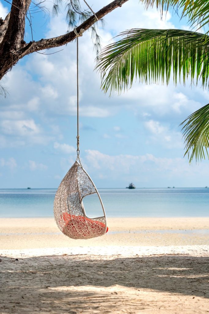 Hanging Wicker Chair at the beach